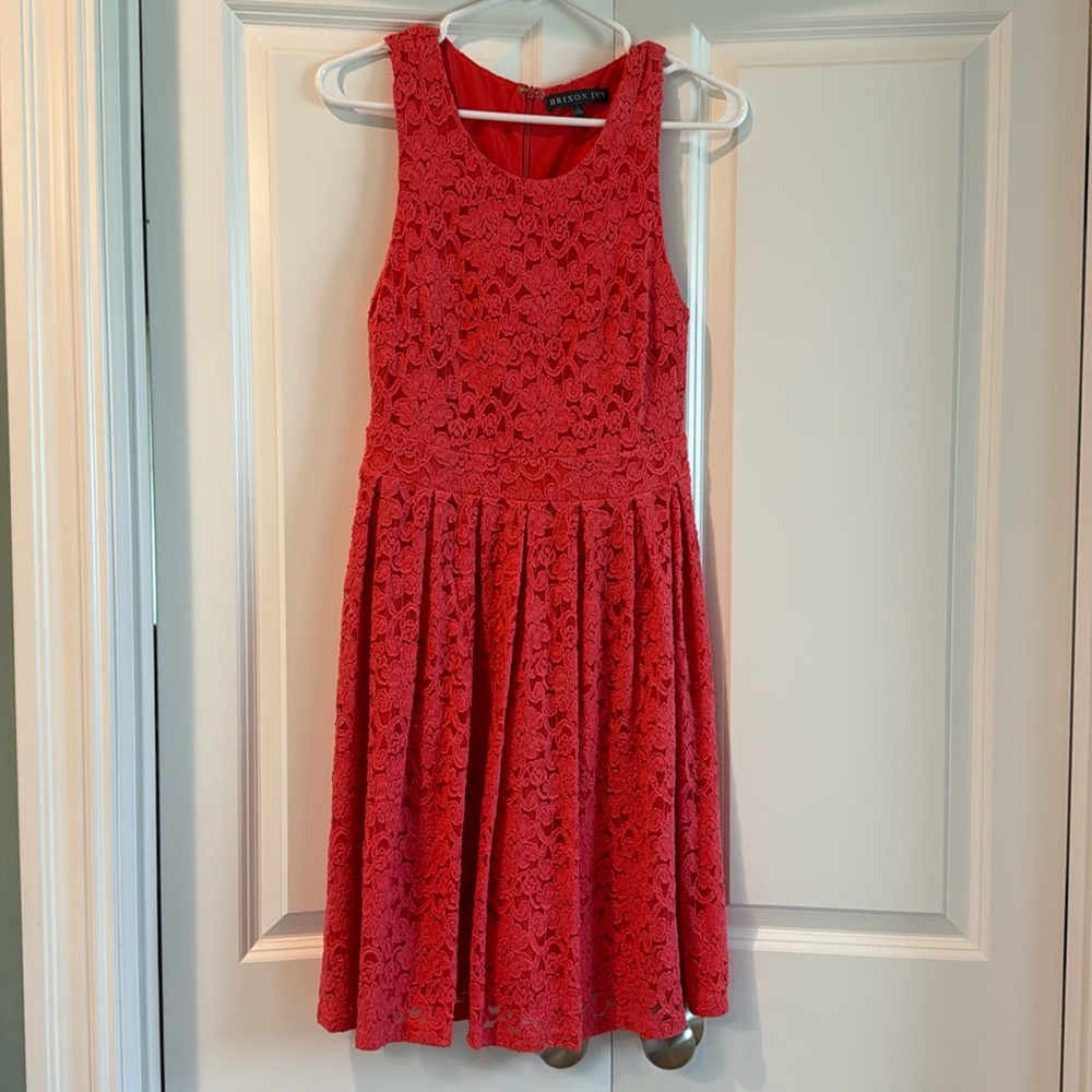 Pink Cocktail dress with lace overlay